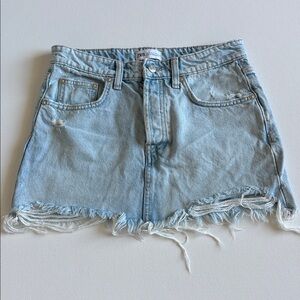 Zara NWOT Light Blue Distressed Denim Mini Skirt